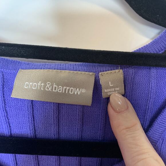 Purple Ribbed Sweater Shell Sleeveless Sz Large - Picture 7 of 7